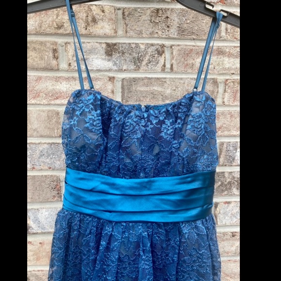 Vintage 90s/Y2K Trixxi Blue Lace Goth Whimsygoth Formal Dress - Picture 6 of 7